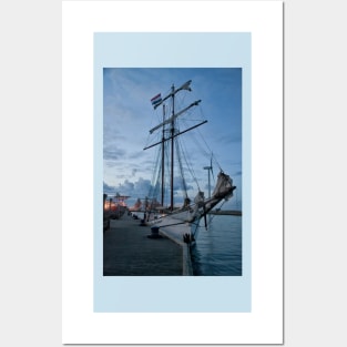 Tall Ship docked for the night Posters and Art